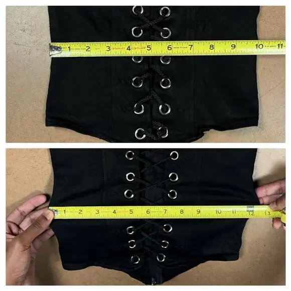 Y2K Lip Service Lace Up Front Corset Black Camisole Top XS Cami Vintage Goth - Picture 15 of 16